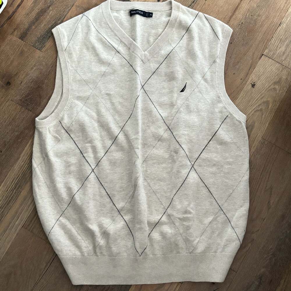 Nautica Men's Argyle V-Neck Sweater Vest Size XL